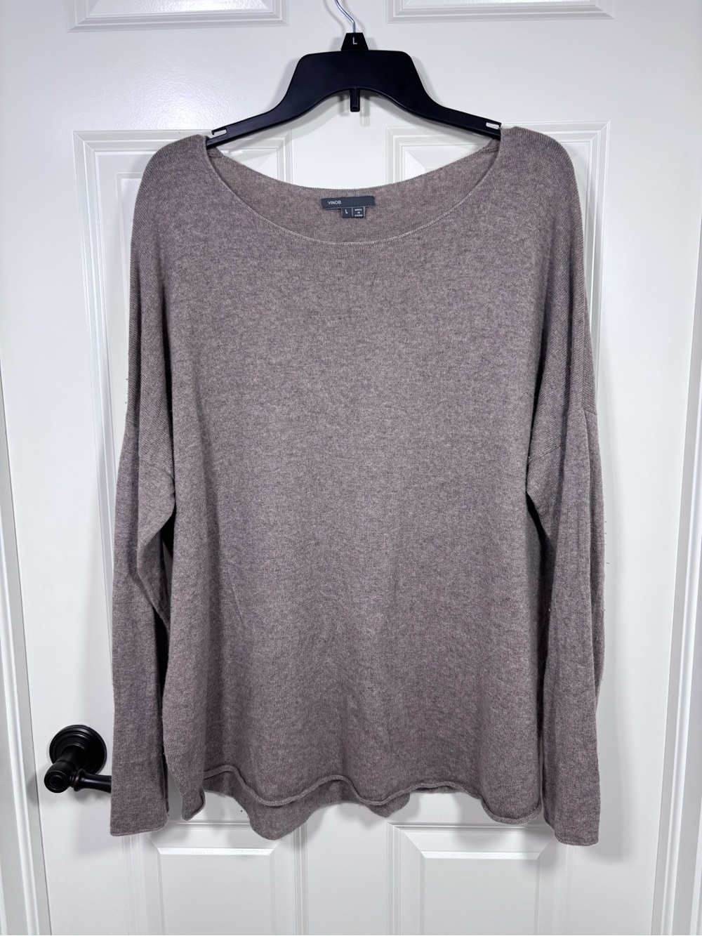 Vince Scoop Neck Long Sleeve Wool/Cashmere Sweater Women’s L Brown